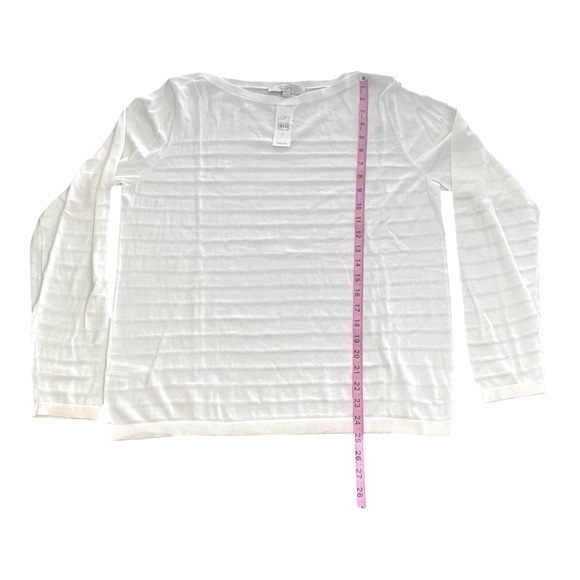 LOFT Cream Striped Sweater - XL - Picture 5 of 7